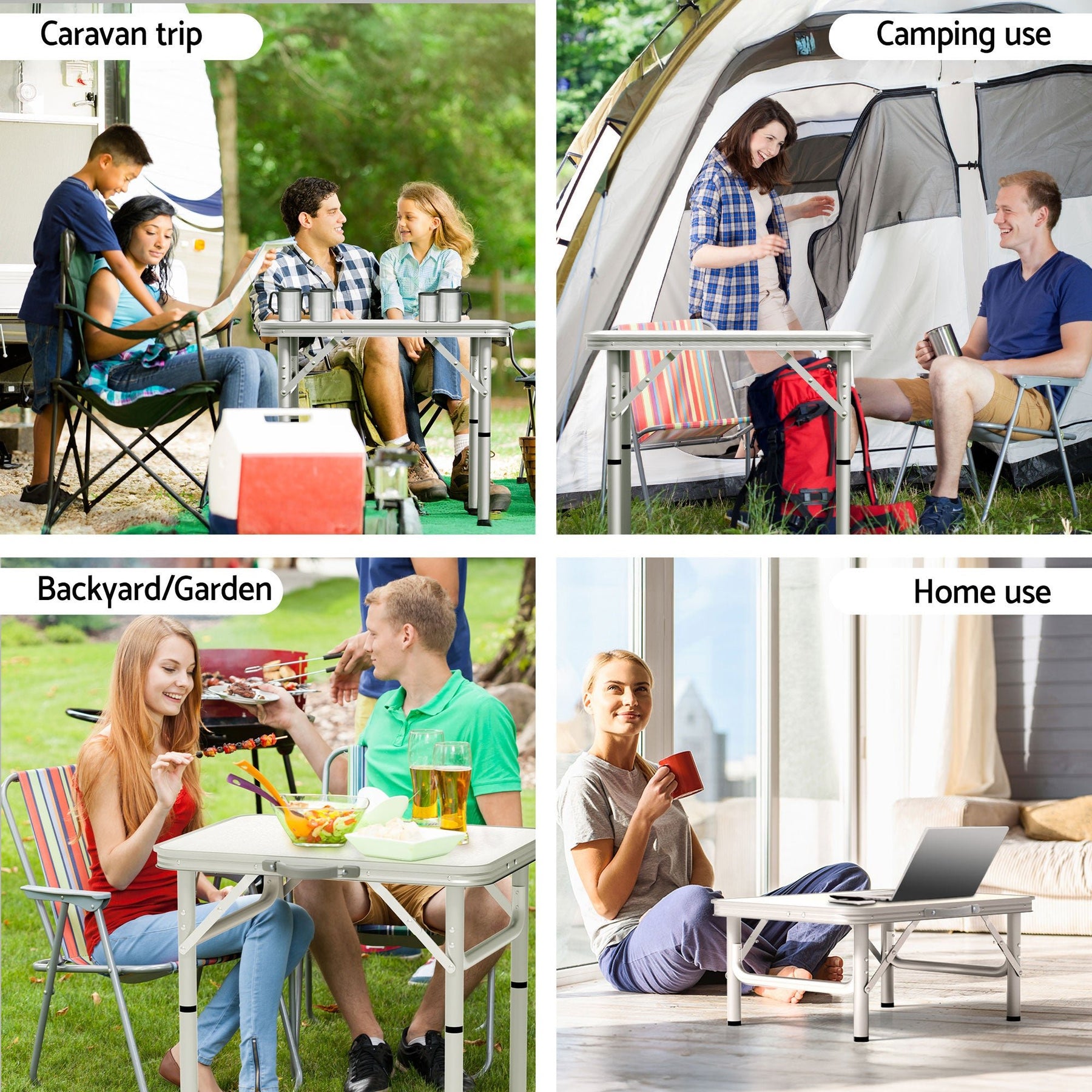 Weisshorn Folding Camping Table 60CM Adjustable Portable Outdoor Picnic Desk - SportZone.co.nz