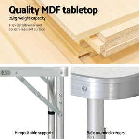 Weisshorn Folding Camping Table 60CM Adjustable Portable Outdoor Picnic Desk - SportZone.co.nz