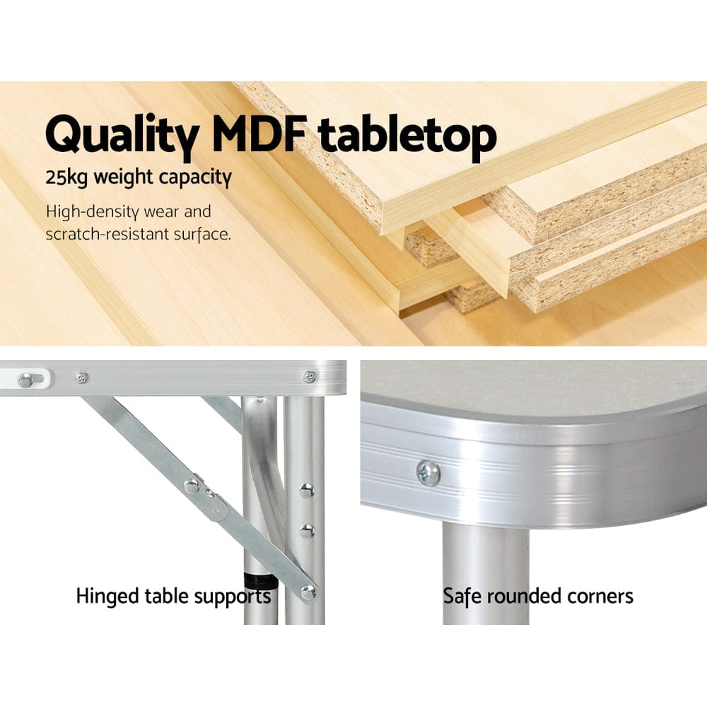 Weisshorn Folding Camping Table 60CM Adjustable Portable Outdoor Picnic Desk - SportZone.co.nz