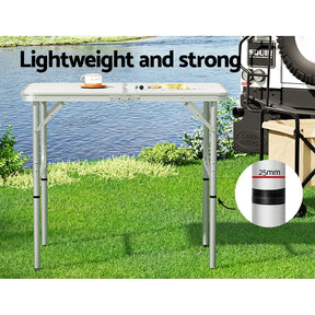 Weisshorn Folding Camping Table 90CM Adjustable Portable Outdoor Picnic Desk - SportZone.co.nz