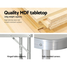 Weisshorn Folding Camping Table 90CM Adjustable Portable Outdoor Picnic Desk - SportZone.co.nz