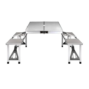 Weisshorn Folding Camping Table Outdoor Picnic BBQ With 2 Bench Chairs Set - SportZone.co.nz