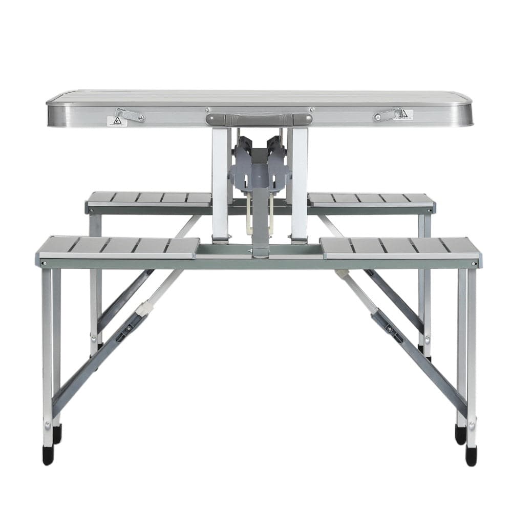 Weisshorn Folding Camping Table Outdoor Picnic BBQ With 2 Bench Chairs Set - SportZone.co.nz