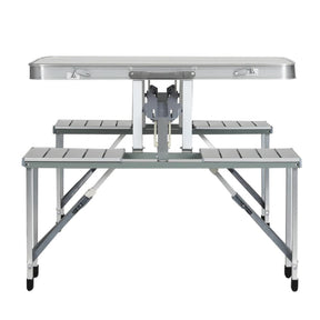 Weisshorn Folding Camping Table Outdoor Picnic BBQ With 2 Bench Chairs Set - SportZone.co.nz