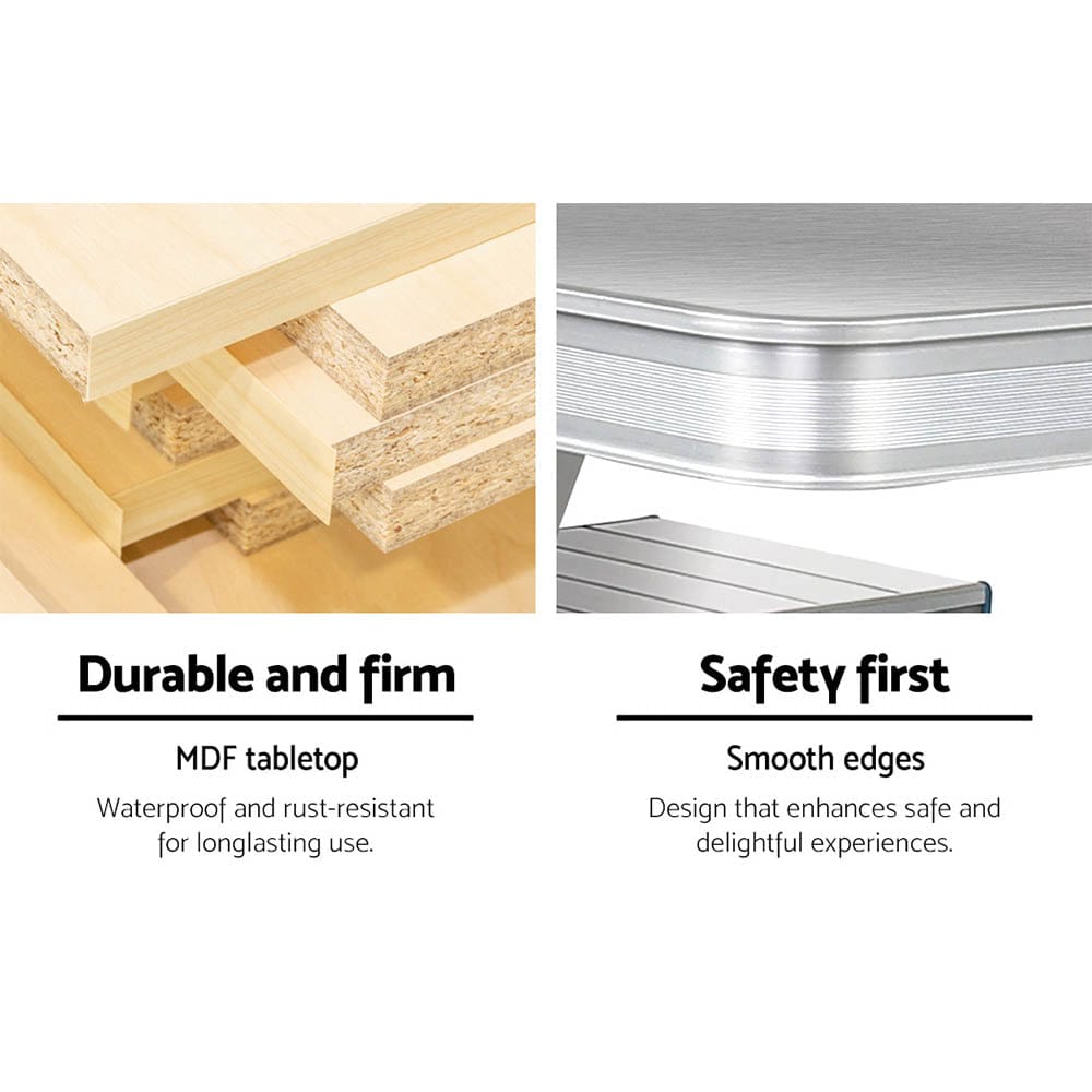 Weisshorn Folding Camping Table Outdoor Picnic BBQ With 2 Bench Chairs Set - SportZone.co.nz