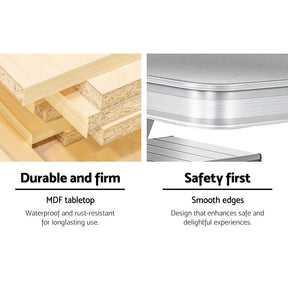 Weisshorn Folding Camping Table Outdoor Picnic BBQ With 2 Bench Chairs Set - SportZone.co.nz