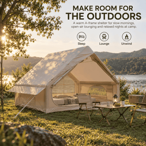 Weisshorn Inflatable A-Frame Camping Tent 4-6 Person Large Glamping Beige - SportZone.co.nz