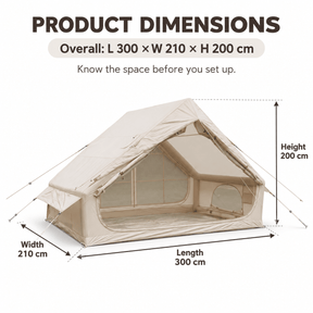 Weisshorn Inflatable A-Frame Camping Tent 4-6 Person Large Glamping Beige - SportZone.co.nz