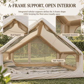 Weisshorn Inflatable A-Frame Camping Tent 4-6 Person Large Glamping Beige - SportZone.co.nz
