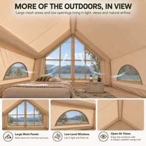 Weisshorn Inflatable A-Frame Camping Tent 4-6 Person Large Glamping Beige - SportZone.co.nz