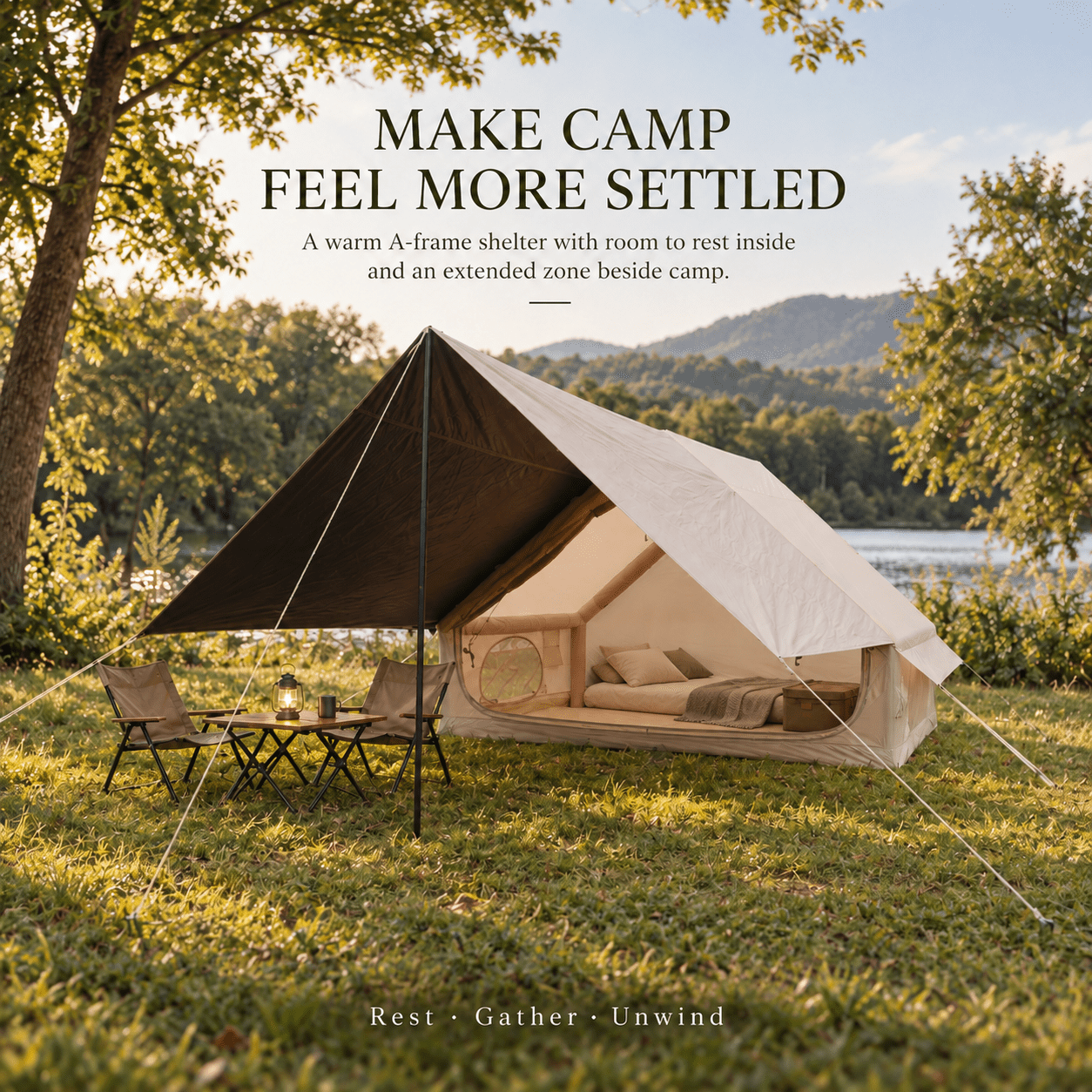 Weisshorn Inflatable A-Frame Tent with Extended Side Awning Basecamp Shelter - SportZone.co.nz