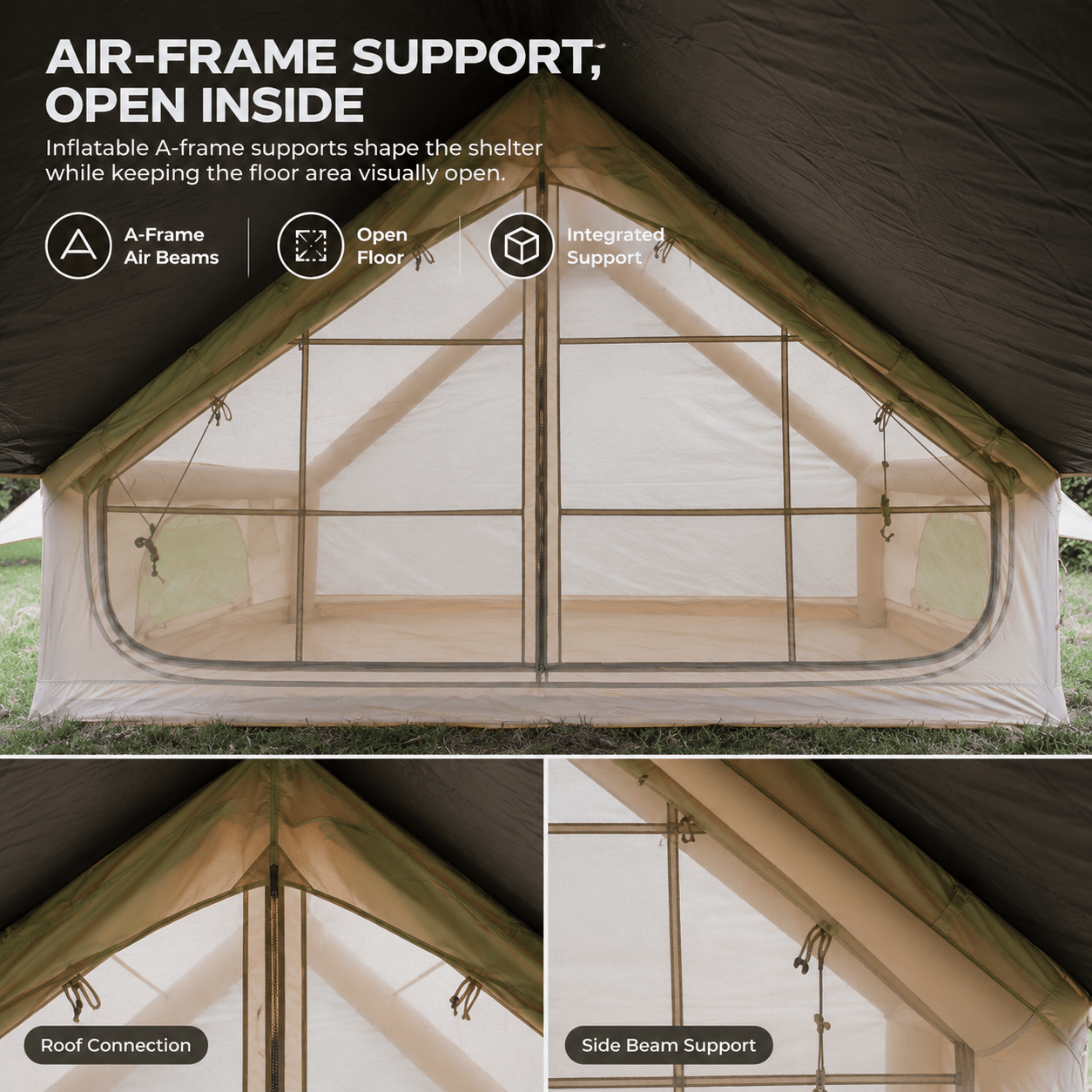 Weisshorn Inflatable A-Frame Tent with Extended Side Awning Basecamp Shelter - SportZone.co.nz