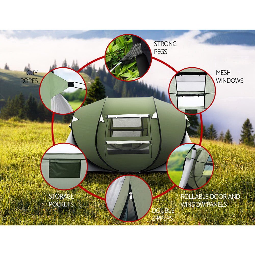 Weisshorn Instant Up Camping Tent 4 - 5 Person Pop up Tents Family Hiking Beach Dome - SportZone.co.nz