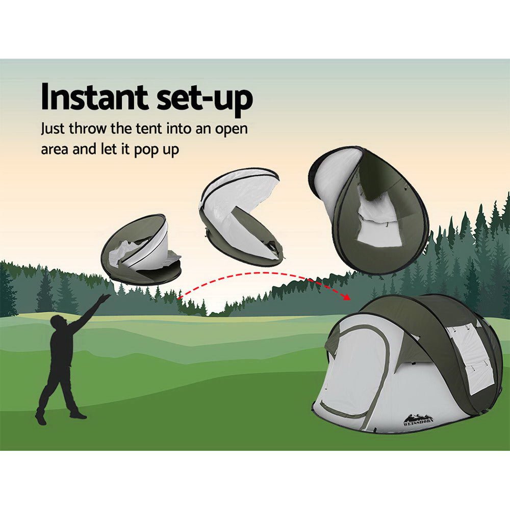 Weisshorn Instant Up Camping Tent 4 - 5 Person Pop up Tents Family Hiking Beach Dome - SportZone.co.nz