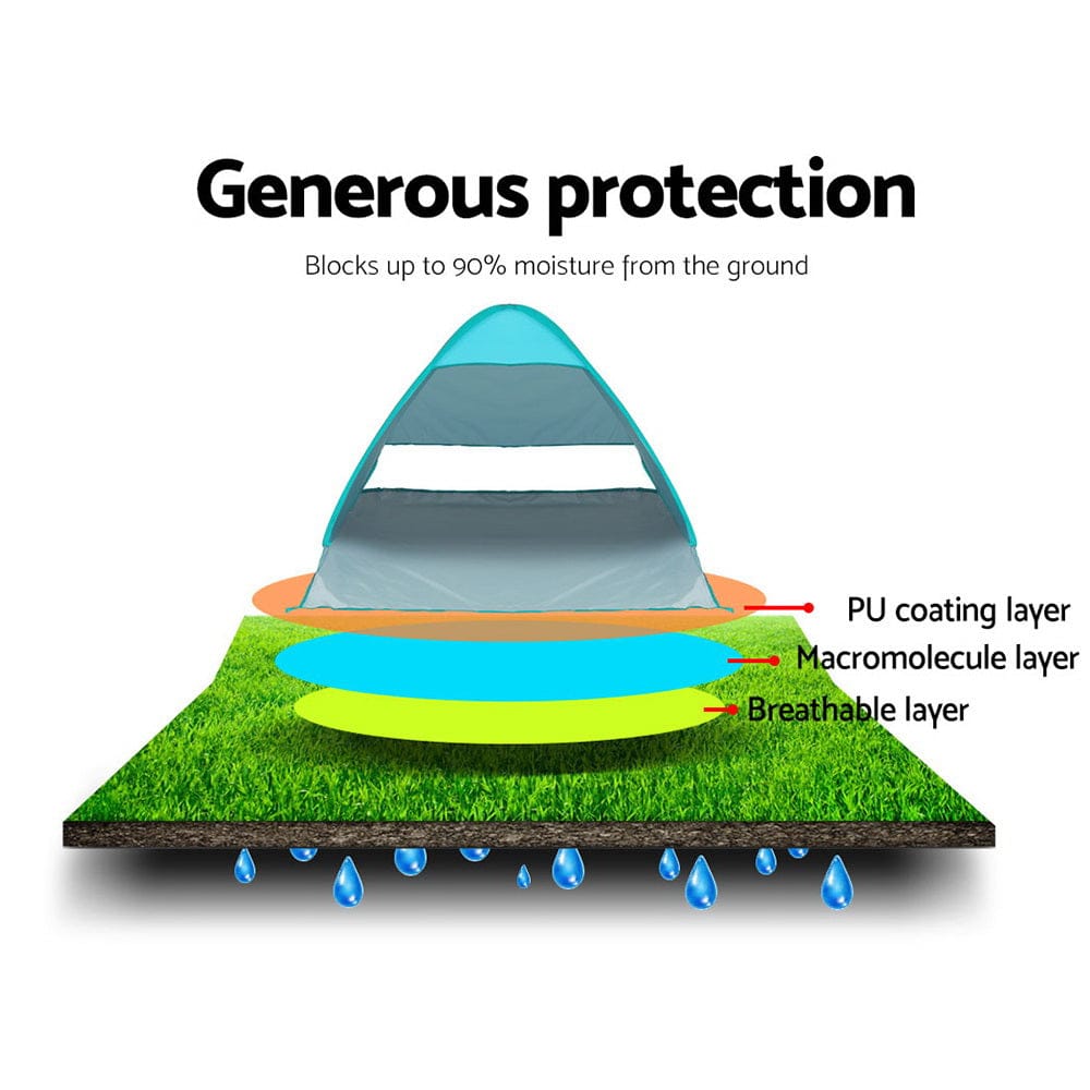 Weisshorn Pop Up Beach Tent Camping Hiking 3 Person Sun Shade Fishing Shelter - SportZone.co.nz