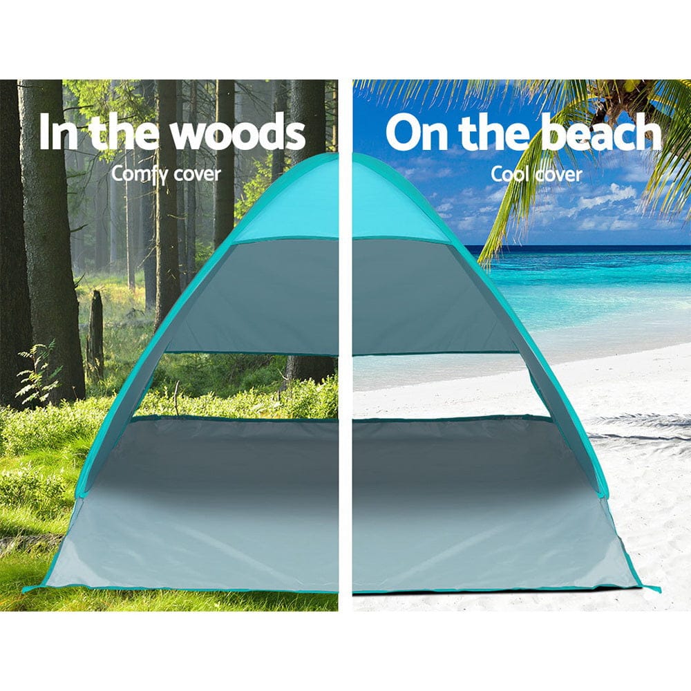 Weisshorn Pop Up Beach Tent Camping Hiking 3 Person Sun Shade Fishing Shelter - SportZone.co.nz