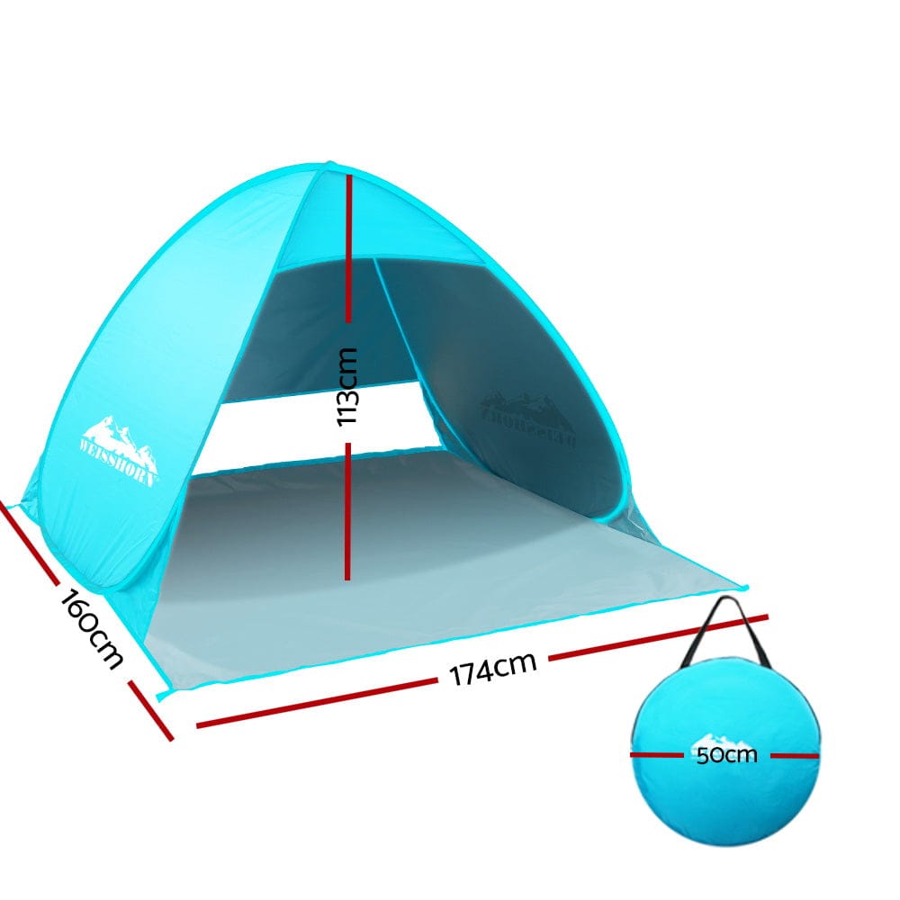 Weisshorn Pop Up Beach Tent Camping Hiking 3 Person Sun Shade Fishing Shelter - SportZone.co.nz