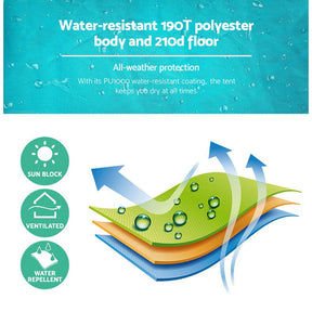 Weisshorn Pop Up Beach Tent Camping Hiking 3 Person Sun Shade Fishing Shelter - SportZone.co.nz