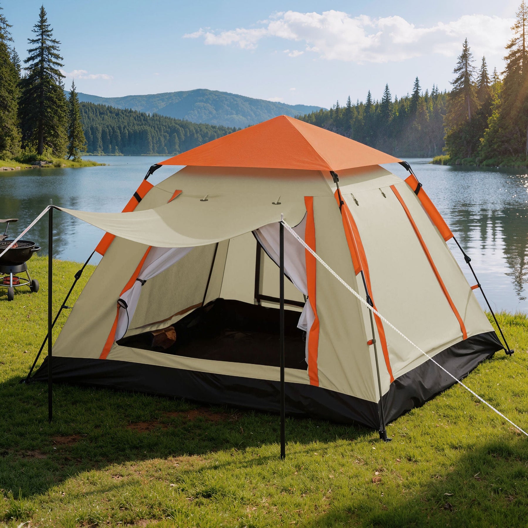 Weisshorn Pop Up Camping Tent 3 - 4 Person Automatic Tent Instant Setup Waterproof - SportZone.co.nz