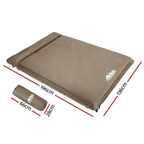 Weisshorn Self Inflating Mattress 10CM Camping Sleeping Mat Air Double Coffee - SportZone.co.nz