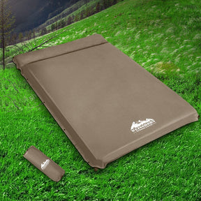 Weisshorn Self Inflating Mattress 10CM Camping Sleeping Mat Air Double Coffee - SportZone.co.nz