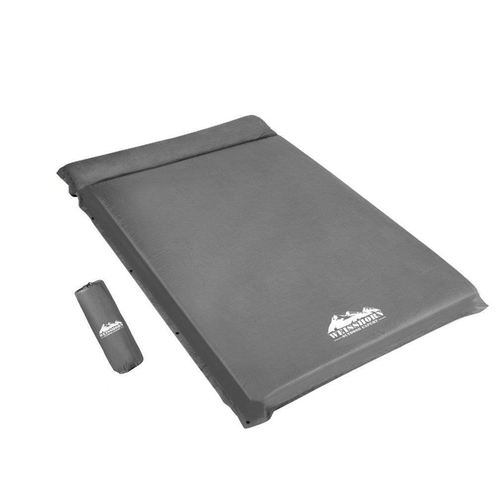 Weisshorn Self Inflating Mattress 10CM Camping Sleeping Mat Air Double Grey - SportZone.co.nz