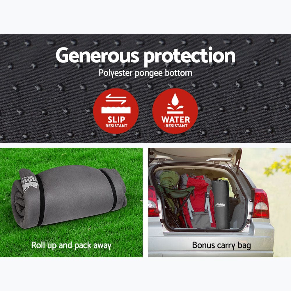 Weisshorn Self Inflating Mattress 10CM Camping Sleeping Mat Air Double Grey - SportZone.co.nz