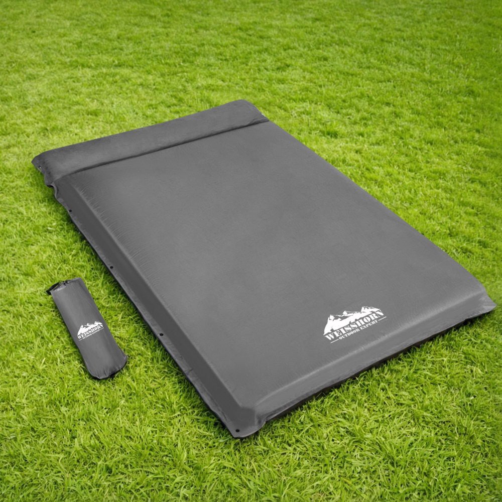 Weisshorn Self Inflating Mattress 10CM Camping Sleeping Mat Air Double Grey - SportZone.co.nz