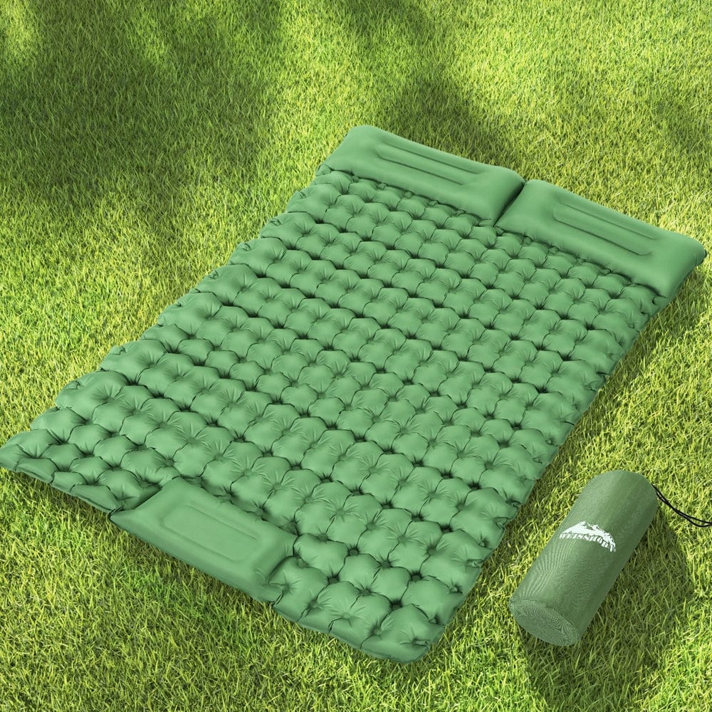 Weisshorn Self Inflating Mattress Camping Sleeping Mat Air Bed Pad Double Pillow - SportZone.co.nz