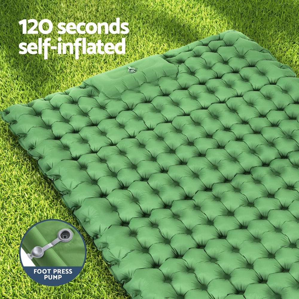 Weisshorn Self Inflating Mattress Camping Sleeping Mat Air Bed Pad Double Pillow - SportZone.co.nz
