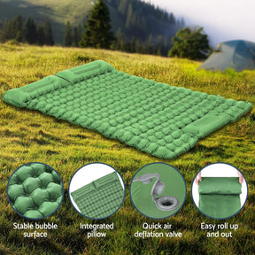 Weisshorn Self Inflating Mattress Camping Sleeping Mat Air Bed Pad Double Pillow - SportZone.co.nz