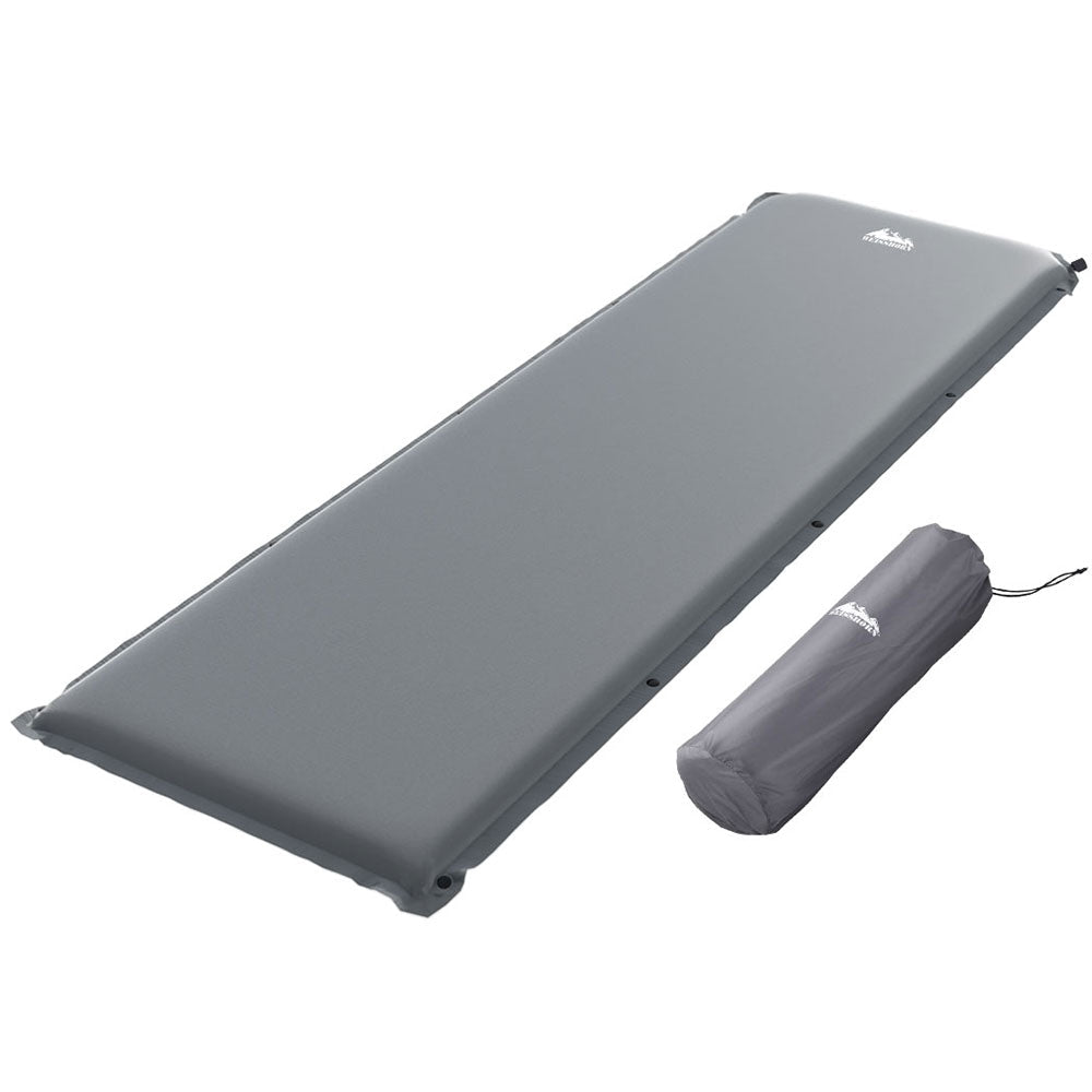 Weisshorn Self Inflating Mattress Camping Sleeping Mat Air Bed Pad Single Grey - SportZone.co.nz