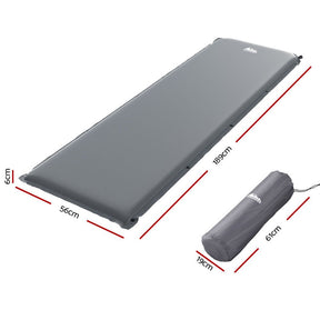 Weisshorn Self Inflating Mattress Camping Sleeping Mat Air Bed Pad Single Grey - SportZone.co.nz