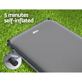 Weisshorn Self Inflating Mattress Camping Sleeping Mat Air Bed Pad Single Grey - SportZone.co.nz