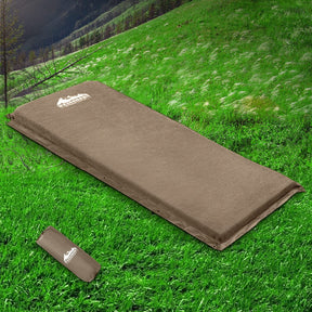 Weisshorn Self Inflating Mattress Camping Sleeping Mat Air Bed Single Coffee - SportZone.co.nz