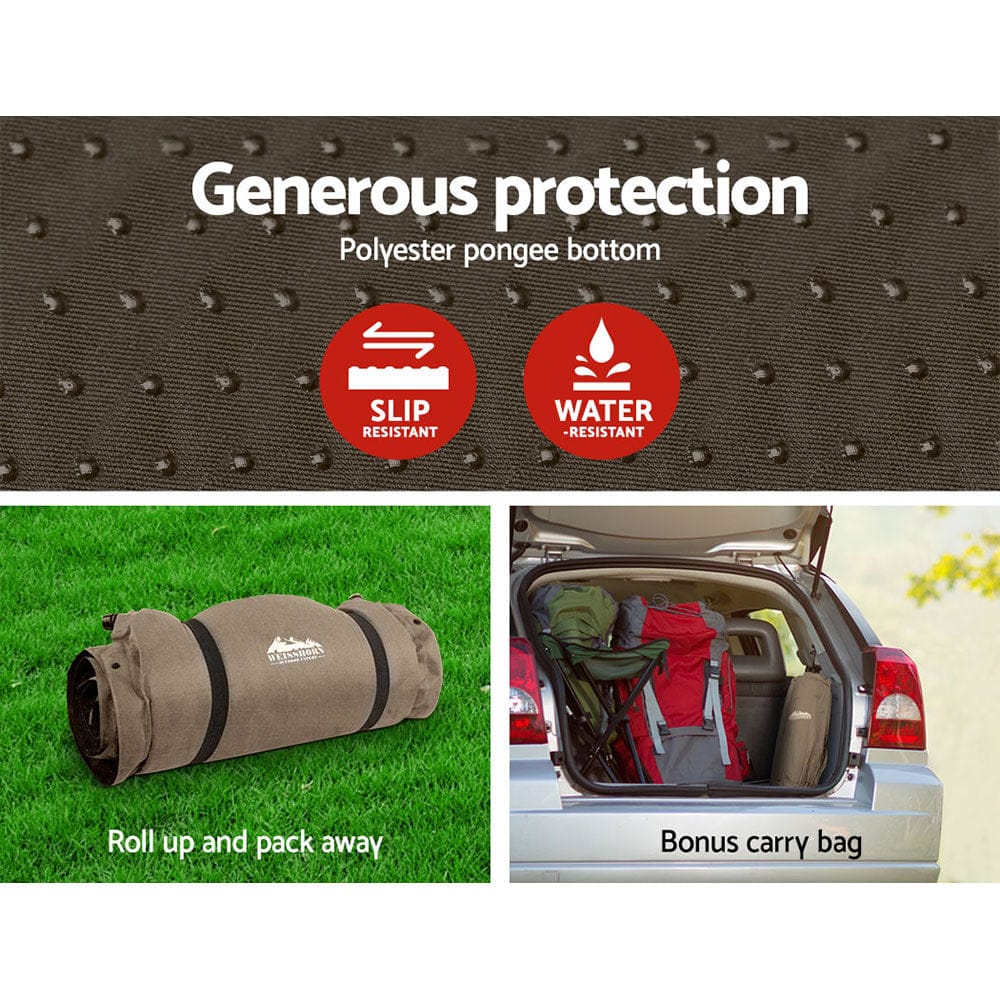 Weisshorn Self Inflating Mattress Camping Sleeping Mat Air Bed Single Coffee - SportZone.co.nz