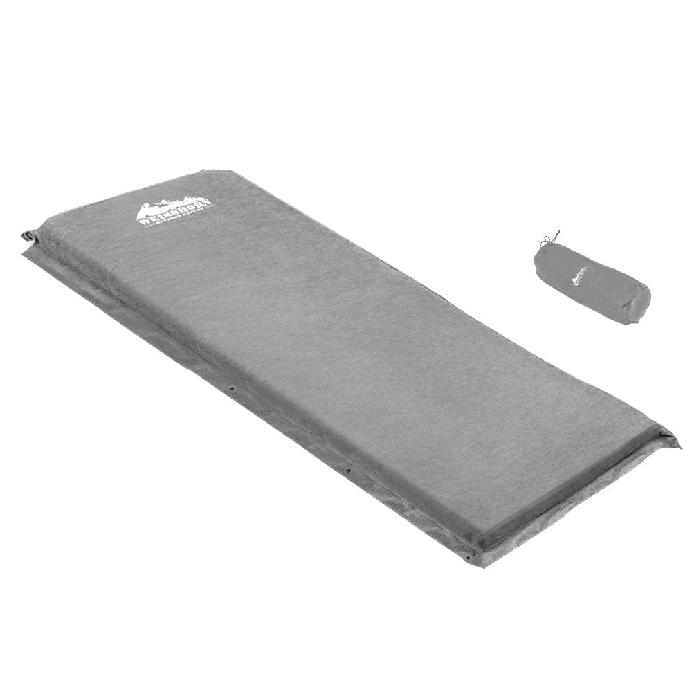Weisshorn Self Inflating Mattress Camping Sleeping Mat Air Bed Single Grey - SportZone.co.nz
