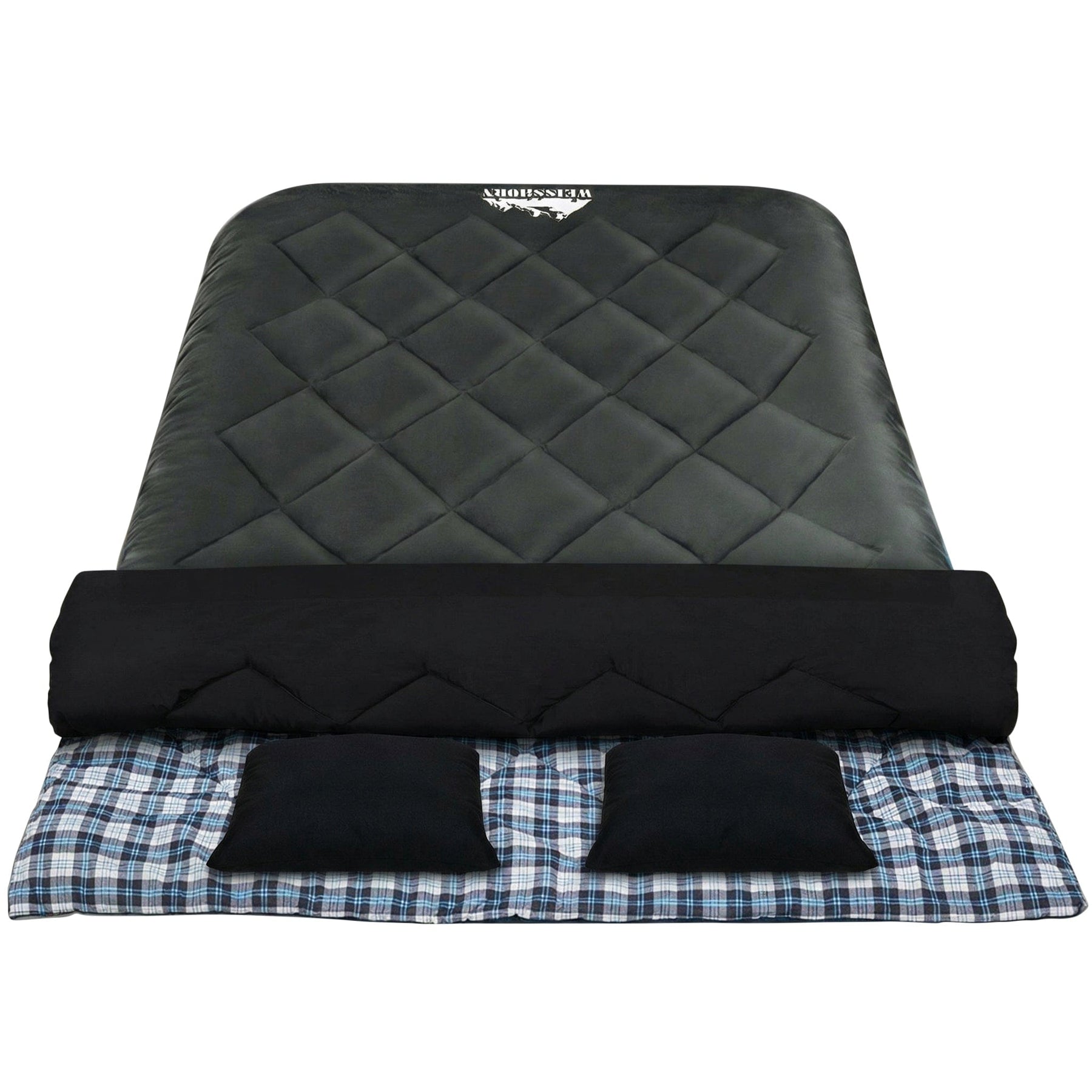 Weisshorn Sleeping Bag Double Pillow Thermal Camping Hiking Tent Grey -10°C