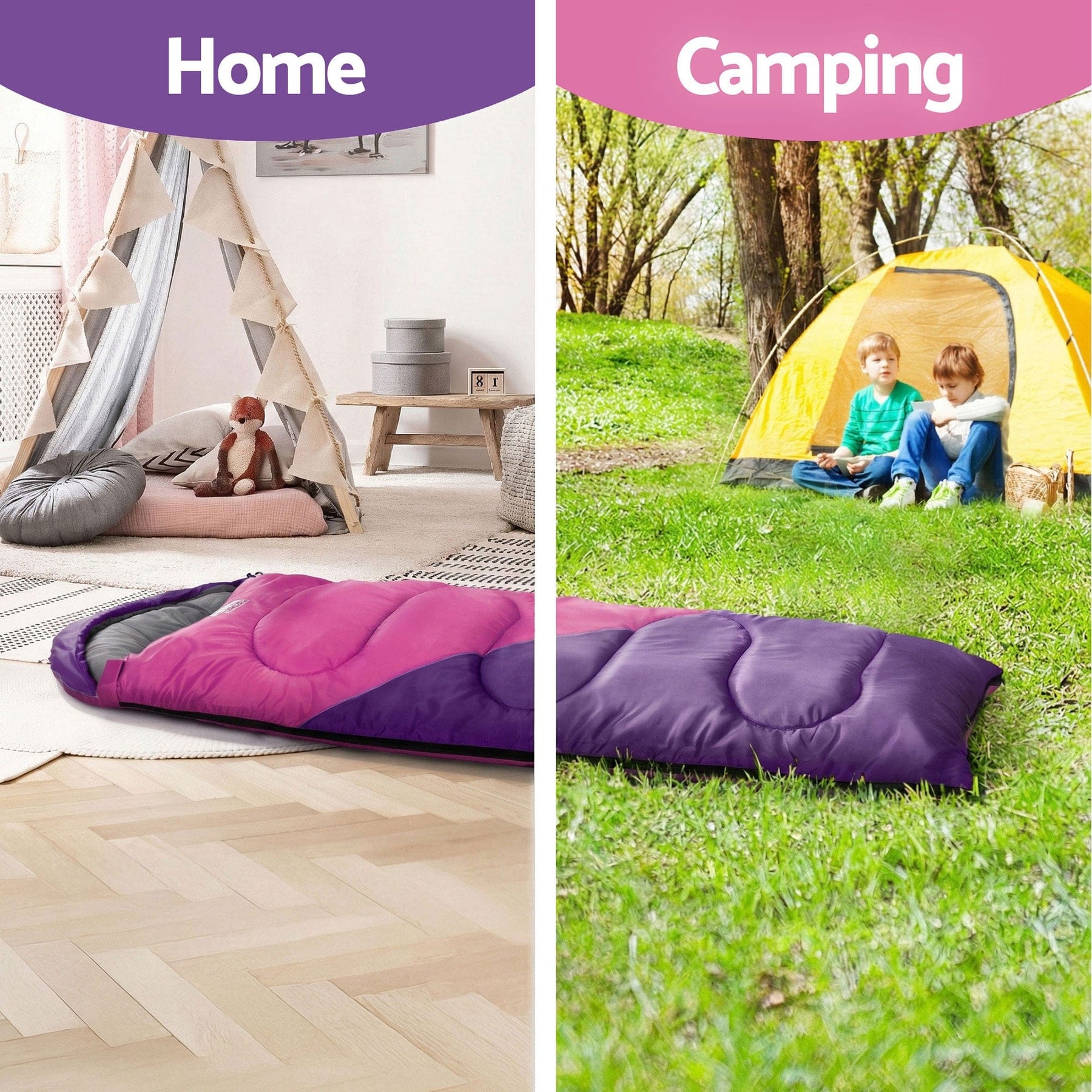 Weisshorn Sleeping Bag Set of 2 Kids Single 172cm Thermal Camping Hiking - SportZone.co.nz