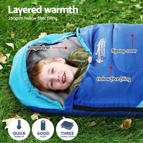 Weisshorn Sleeping Bag Set of 2 Kids Single 172cm Thermal Camping Hiking - SportZone.co.nz