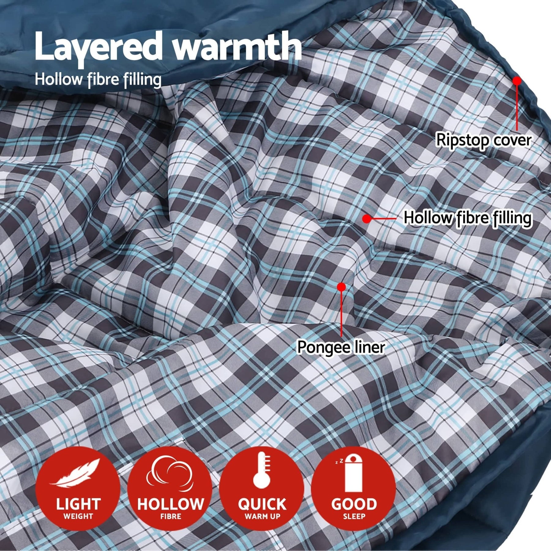 Weisshorn Sleeping Bag Set of 2 Single Thermal Camping Hiking Tent 0℃ - SportZone.co.nz