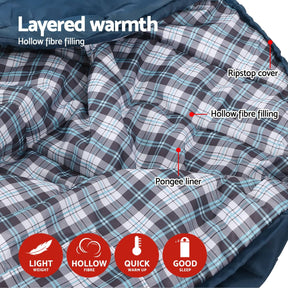 Weisshorn Sleeping Bag Set of 2 Single Thermal Camping Hiking Tent 0℃ - SportZone.co.nz