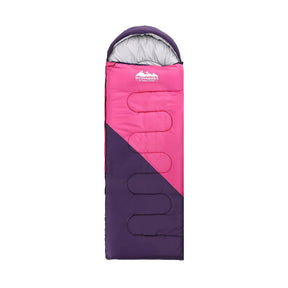 Weisshorn Sleeping Bag Single 213cm Thermal Camping Hiking Pink - SportZone.co.nz