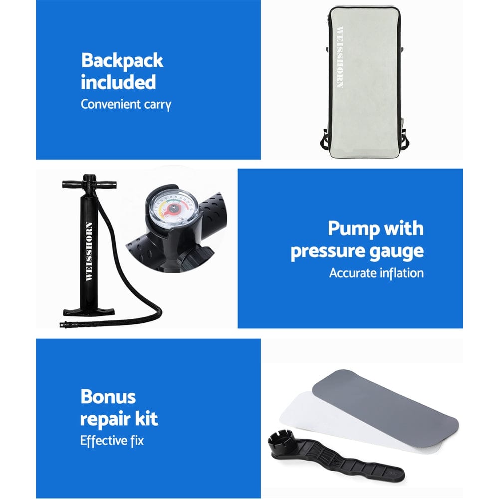 Weisshorn Stand Up Paddle Board 11ft Inflatable SUP Surfboard Paddleboard Kayak Surf Yellow - SportZone.co.nz