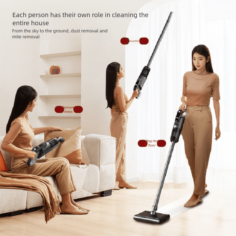 White Wireless Stick Vacuum Cleaner with 14000Pa Suction, HEPA Filter & 350ml Water Tank for Wet Dry Cleaning, Ideal for Home Use - SportZone.co.nz
