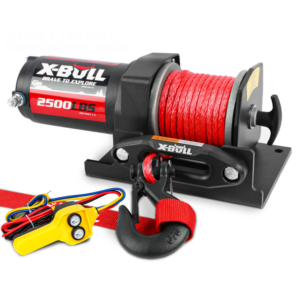 X - BULL 12V Electric Winch 2500LBS Synthetic Rope 15.2M ATV Boat Winch Trailer - SportZone.co.nz
