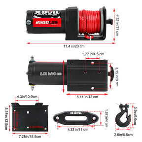 X - BULL 12V Electric Winch 2500LBS Synthetic Rope 15.2M ATV Boat Winch Trailer - SportZone.co.nz