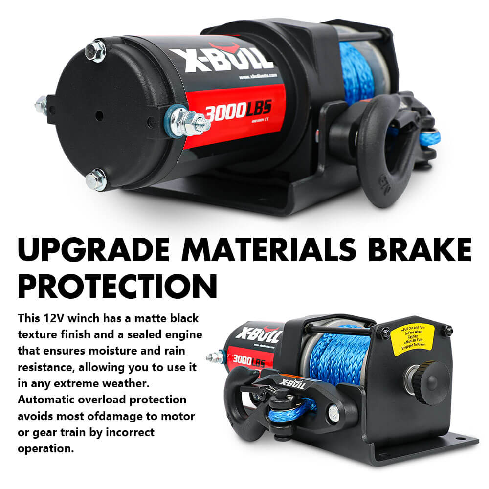 X - BULL 12V Electric Winch 3000LB ATV Winch Boat Trailer Winch Synthetic Rope - SportZone.co.nz