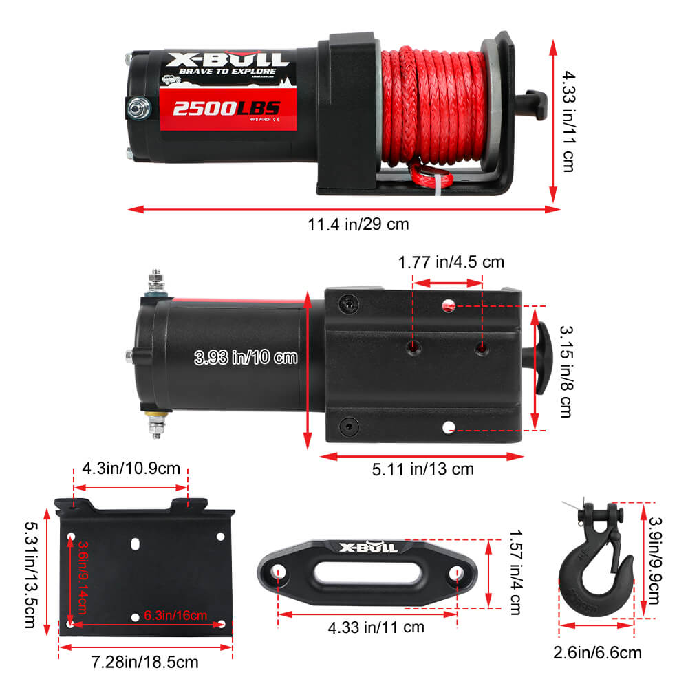 X - BULL 2500LBS Electric Winch 12V Winch Synthetic Rope 15.2M ATV Winch Kit Boat Winch Trailer - SportZone.co.nz