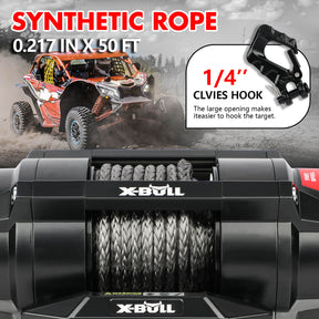 X - BULL 5000LBS Electric Winch 12V Synthetic Rope ATV UTV Boat Upgraded version - SportZone.co.nz
